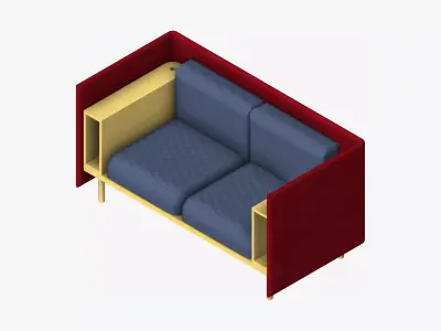 Sofa - Contemporary - Flame - Small - Armrest Shelf Low-poly 3D model