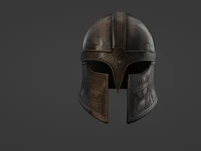 Ancient Warrior Helmet Intricately Engraved Battle Gear   3D model