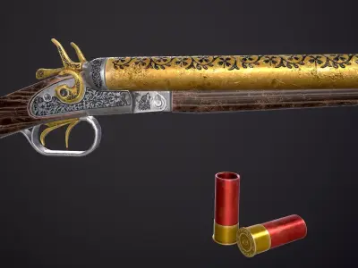 1881 Double-Barrel Shotgun  Free low-poly 3D model
