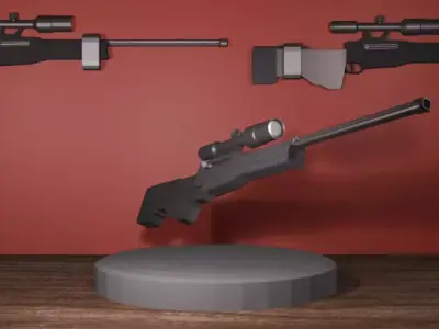 sniper rifle Low-poly 3D model 13