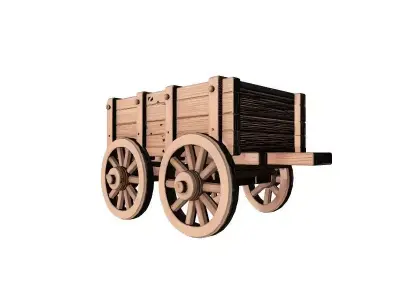 Wooden Cart 3D Printable Model 3D model