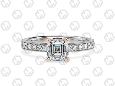 Ring 211 Milgrain shape milgrain pave set with Gems 3D print model