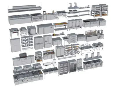 Commercial Kitchen Equipments 3D model by HEZE3D