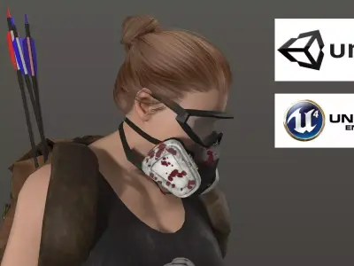 Hunter girl lowpoly 3D model  Low-poly 3D model