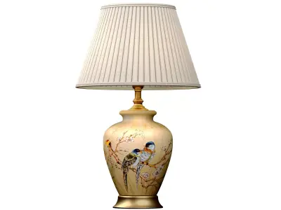 ZEDARO European Sakura Flower and Bird ceramic table lamp 3D model