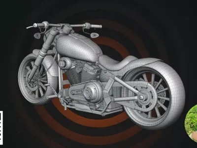 Classic Custom Bobber Cruiser Motorcycle 3D model