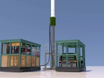 Hydraulic Hammer with Powerpack and Compressor 3D model
