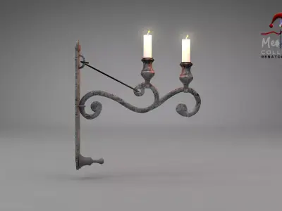 Medieval Wall Ilighting Hor 3D model