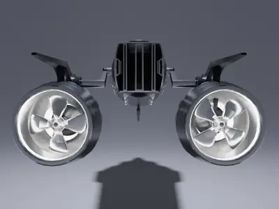 Submarine Low Poly futuristic vehicle flying in air Low-poly 3D model