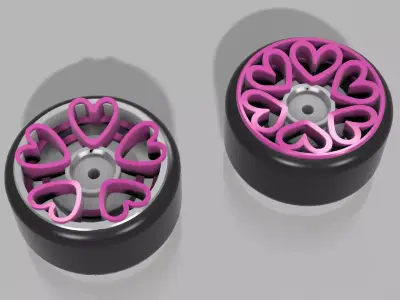 Custom HEART WHEELS in HW scale 3D print model