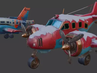 Free Stylized Frozen Lowpoly Airplane Free low-poly 3D model