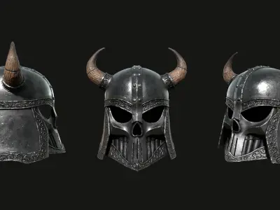 Helmet with horns Low-poly 3D model Low-poly 3D model