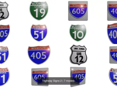 Highway Signs 2 3D Model Pack