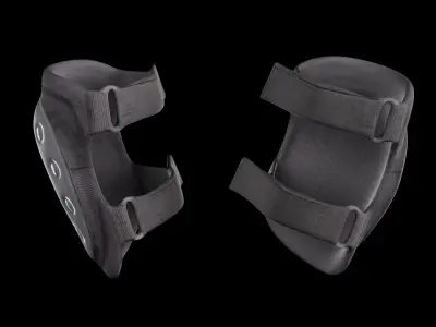 Military black knee pads 14 Low-poly 3D model