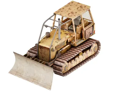 bulldozer Low-poly 3D model 4