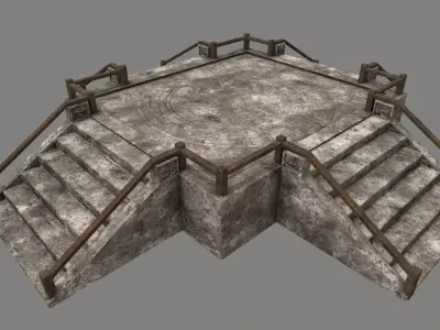 Stairs stone staircase with metal railings Low-poly 3D model buy