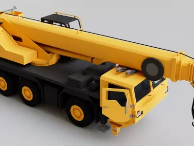 Truck Mounted Mobile Crane Heavy Machinery Construction Vehicle Low-poly 3D model
