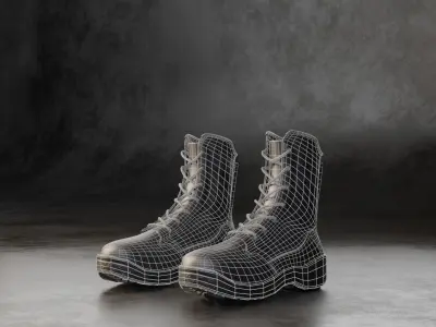 Low Poly Military boot Low-poly 3D model
