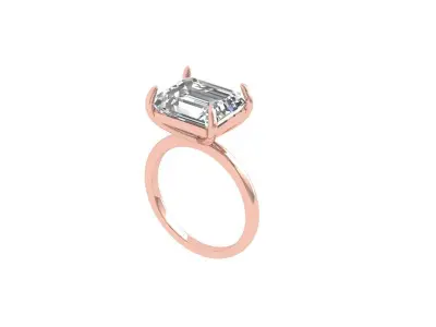 Emerald Solitaire Ring 3D print model 45