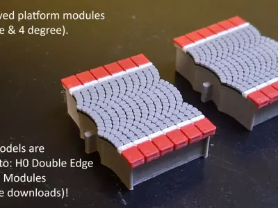 Double Edge Platform curved modules 1-87 FDM color 3D print model