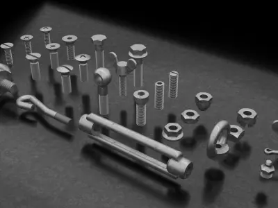 Bolts And Nuts Pack Low-poly 3D model