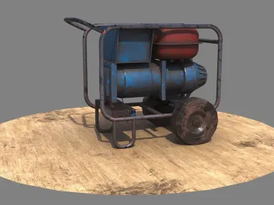 Old Machinery device low poly 3d model Low-poly 3D model