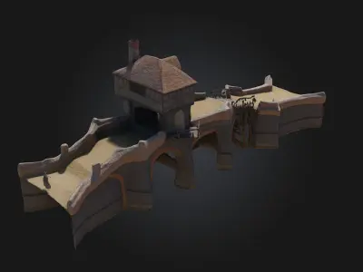 Medieval Bridge House  Where Architecture Meets Adventure 3D model