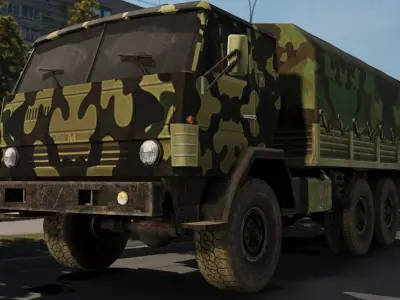 Military Cargo Truck 3D Model Army Transport Vehicle Game Ready Low-poly 3D model