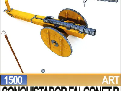 Conquistador Cannon Falconet B 1500 3D model