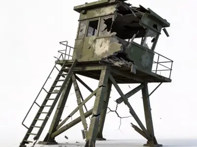 Ruined Frontier Military Watchtower 3D Model Low-poly 3D model