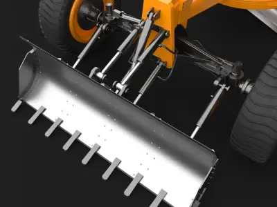 Grader orange bulldozer Low-poly 3D model