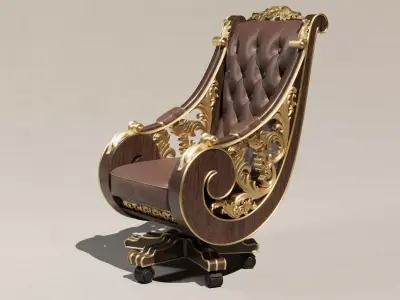 Classic Royal Carved Armchair 3D model