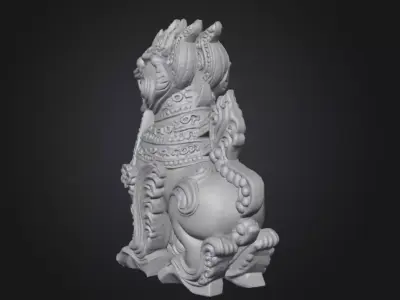 Mythical Stone Guardian Lion 3D print model