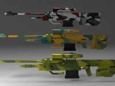 Snipper gun with scope Low-poly 3D model