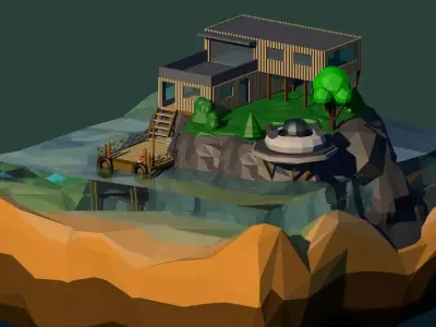 Cartoon Low Poly Tugboat Illustration 3D model Free low-poly 3D model