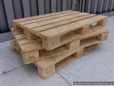 Wooden euro pallet used condition with dirt 3D model
