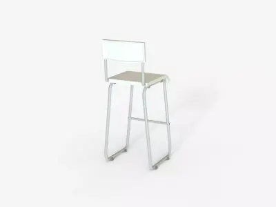 White Steel and Epoxy Bar Chair  3D model