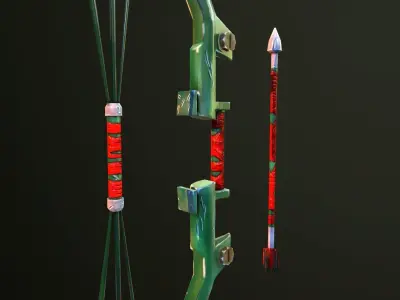 Metal Bow and Arrow Free low-poly 3D model