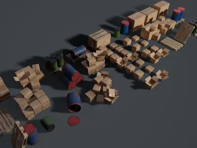 Props for the storage house Set 1 UE4 Low-poly 3D model