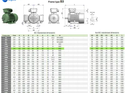 132S B3 Left IEC electric motor - 3D CAD model 3D model