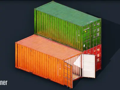 Container Pack Low-poly 3D model