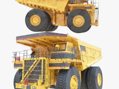 Dump Haul Mining Truck - Proper High Poly With Cabin Interior 3D model