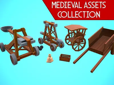 MEDIEVAL SET ASSETS CARTOON STYLIZED 3D Model Pack