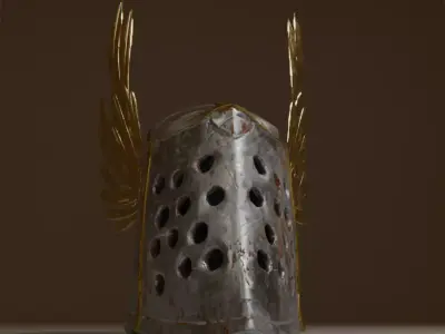 Game ready medieval knight helm Low-poly 3D model