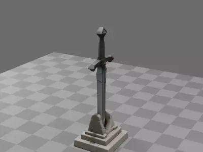 Fantasy Giant Sword Monument 3D model