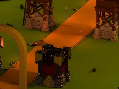 Scenario Tower defense low poly 3D model