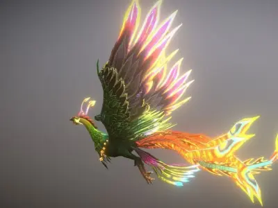 Phoenix Bird 3D Model - Majestic Mythical Creature Low-poly 3D model