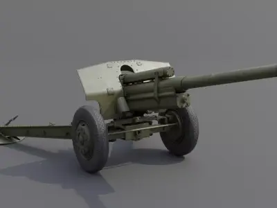 107 mm divisional gun M1940 M-60 Field Gun  Low-poly 3D model