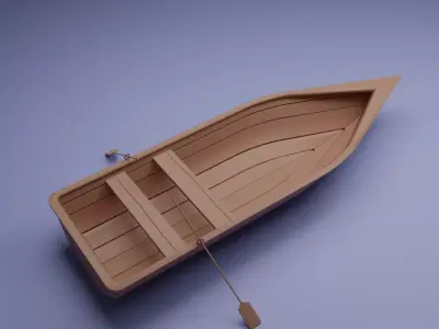 boat lowpoly wooden 3D model