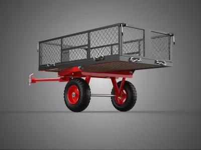 FLAT BED DECK NET CARGO TRAILER UTILITY CART WAGON TROLLEY DOLLY 3D model